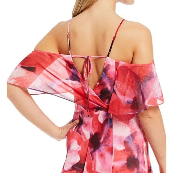 NWT Halston Cold Shoulder Dress Floral Print - Picture 3 of 8
